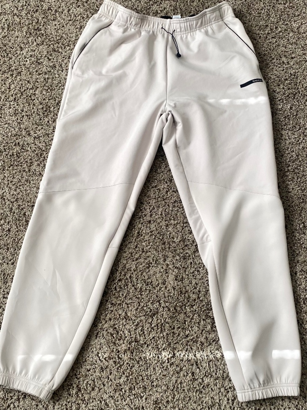 Reebok Men's Jogger Sweatpants Large Cream Athletic Training Pants Drawstring